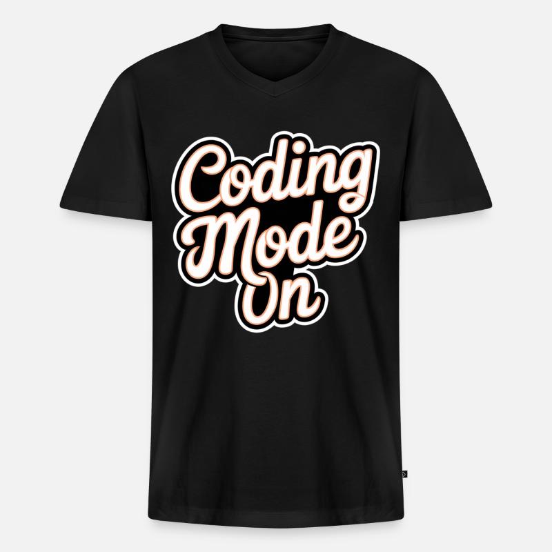 Coding Mode On 17 - Männer Premium Bio T-Shirt mit V-Ausschnitt - Schwarz