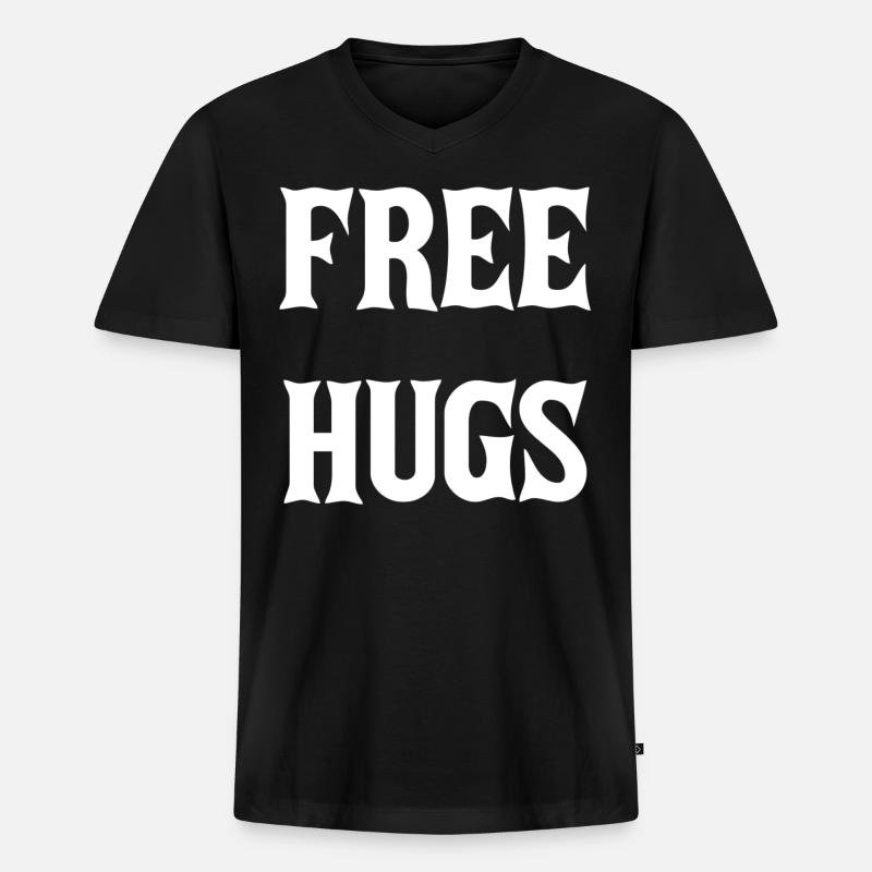 Free Hugs - Männer Premium Bio T-Shirt mit V-Ausschnitt - Schwarz