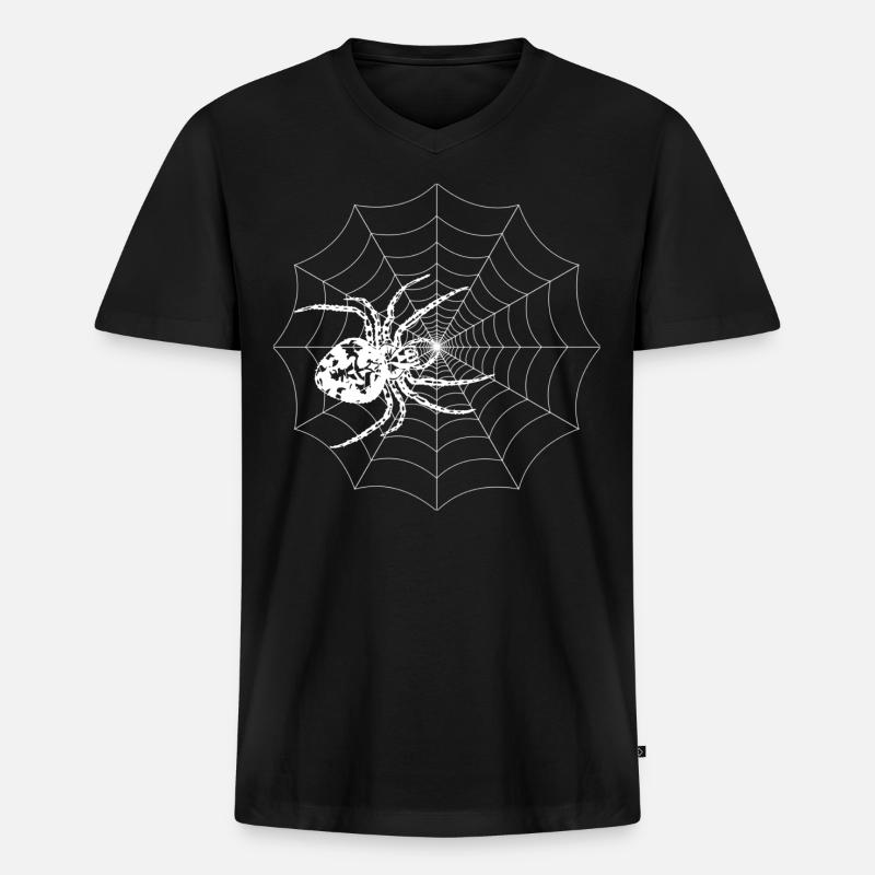 Spinne - Männer Premium Bio T-Shirt mit V-Ausschnitt - Schwarz