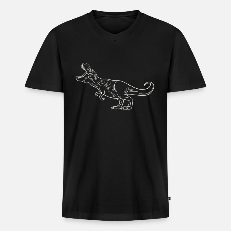 T-Rex - Dinosaurier - Dinosaurs - Männer Premium Bio T-Shirt mit V-Ausschnitt - Schwarz