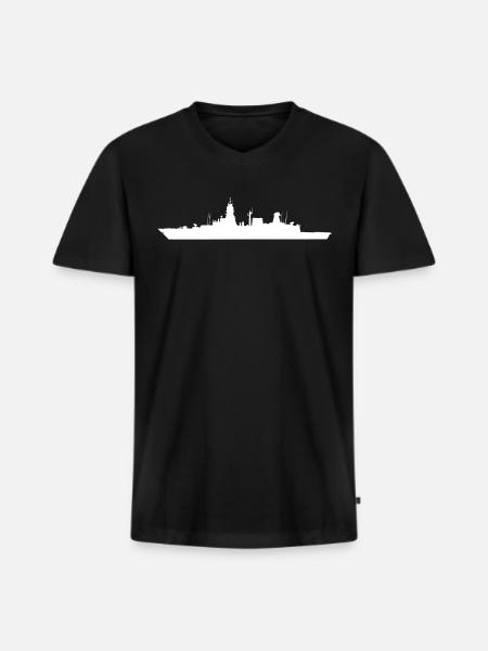 Frigate Saxony Class 124 (White) - Men's Premium Organic T-shirt with V-neck - black