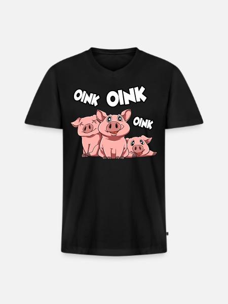 Gris Gris Oink - Ekologisk premium-T-shirt med V-ringning herr - svart