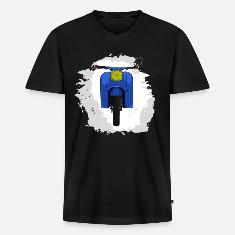 Schwalbe KR51 / Schwalbenfahrer / Ostalgie / Mofa - Männer Premium Bio T-Shirt mit V-Ausschnitt - Schwarz