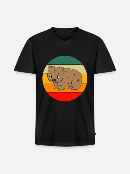 Wombat rétro - T-shirt encolure en V Premium bio Homme - noir