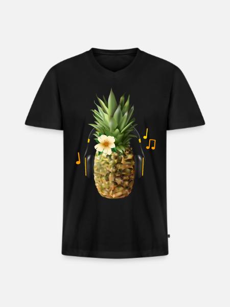 Bestseller Pineapple Design - Men's Premium Organic T-shirt with V-neck - black
