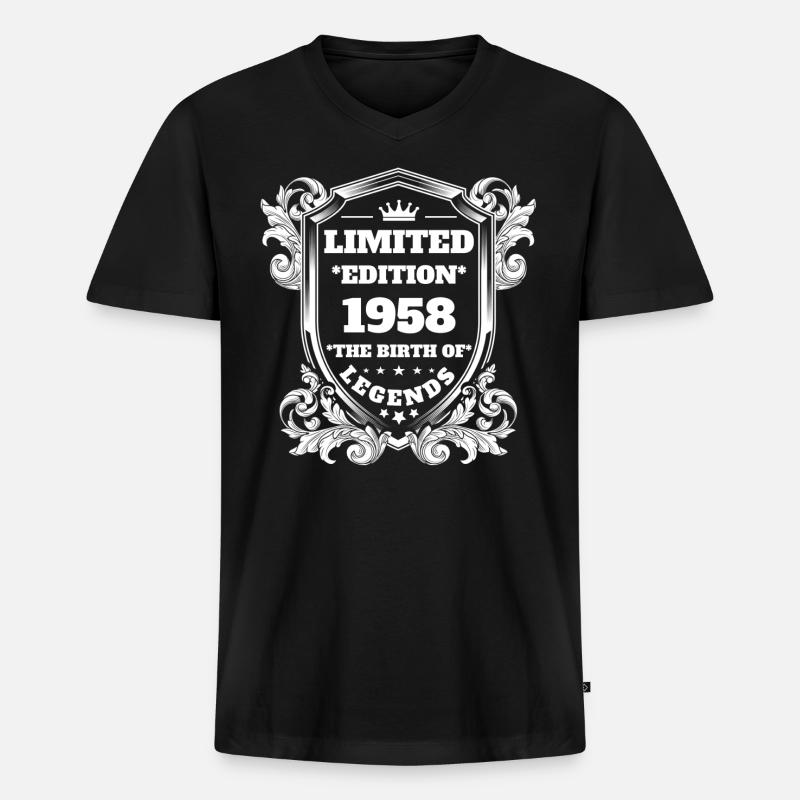 1958 - Männer Premium Bio T-Shirt mit V-Ausschnitt - Schwarz