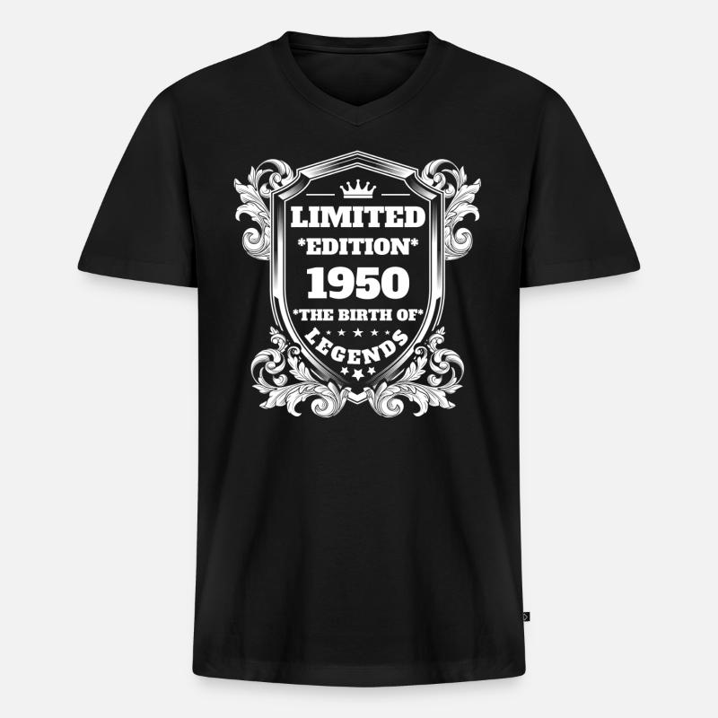1950 - Männer Premium Bio T-Shirt mit V-Ausschnitt - Schwarz