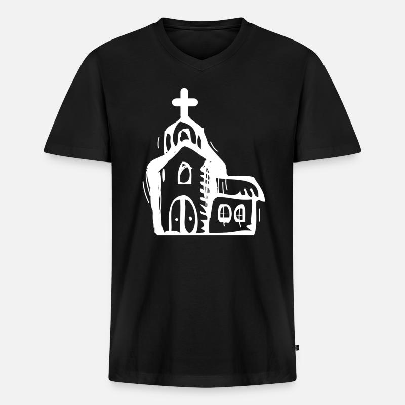 Kirche - Männer Premium Bio T-Shirt mit V-Ausschnitt - Schwarz