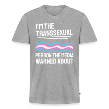 Transsexual Gay Pride LGBTQ Gift Transgender - T-shirt encolure en V Premium bio Homme - gris chiné - Devant