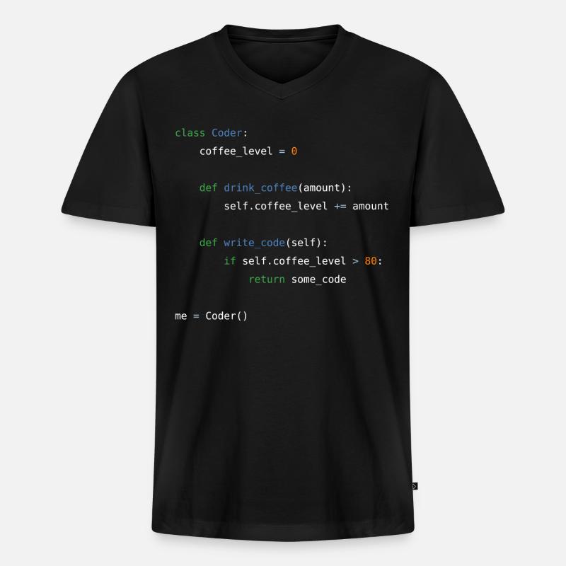 Coder - Männer Premium Bio T-Shirt mit V-Ausschnitt - Schwarz