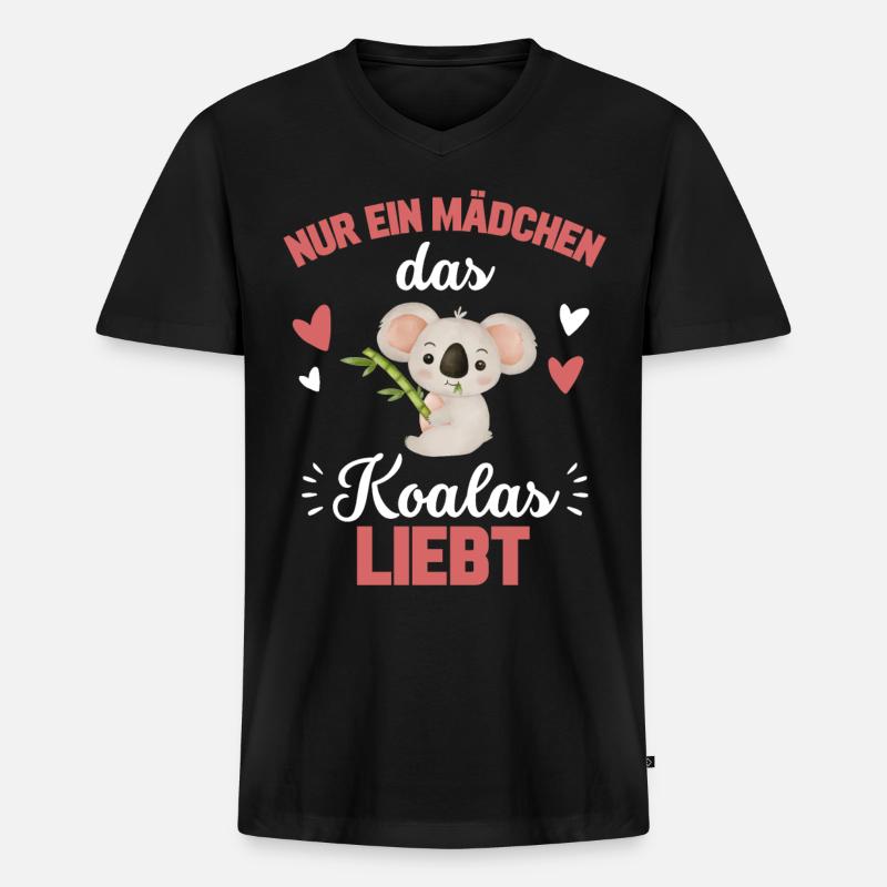Koala Mädchen - Männer Premium Bio T-Shirt mit V-Ausschnitt - Schwarz