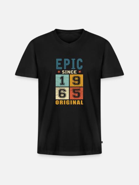 1965 Cumpleaños Épico desde - Camiseta ecológica prémium para hombre con cuello de pico - negro