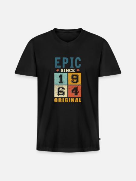 1964 Birthday Epic since - Men's Premium Organic T-shirt with V-neck - black