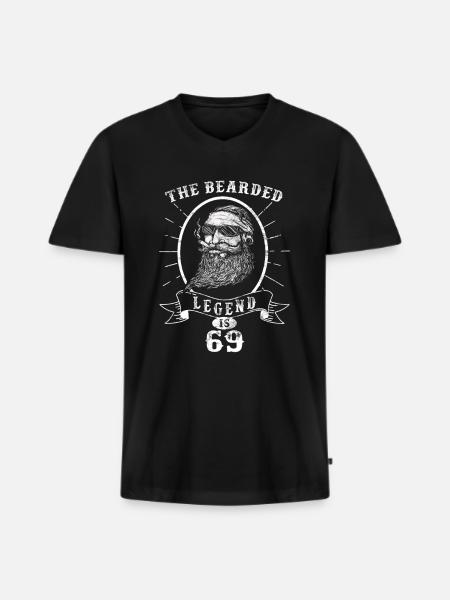 The bearded Legend is 69 - Men's Premium Organic T-shirt with V-neck - black