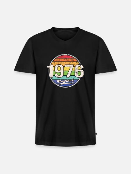 1976 Anniversaire Année Original - T-shirt encolure en V Premium bio Homme - noir