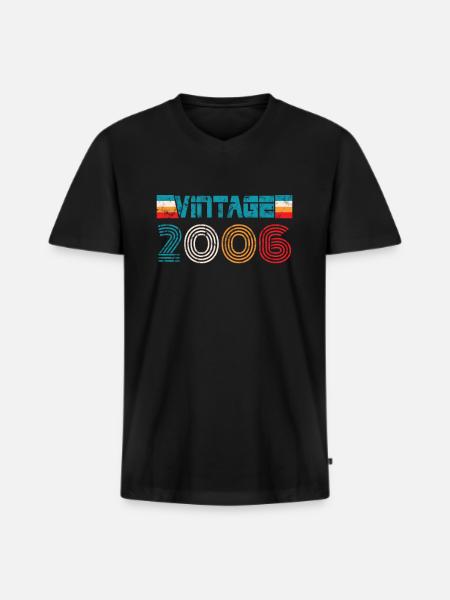 Millésime anniversaire 2006 - T-shirt encolure en V Premium bio Homme - noir