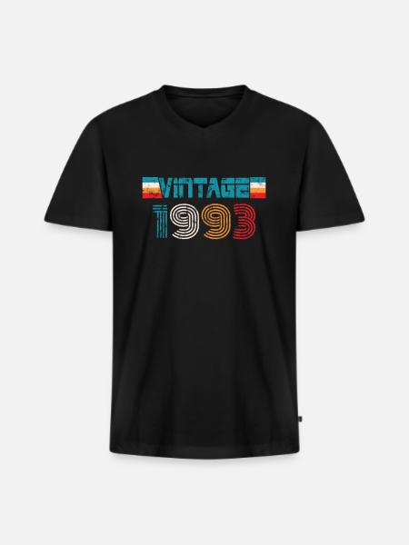 Millésime anniversaire 1993 - T-shirt encolure en V Premium bio Homme - noir
