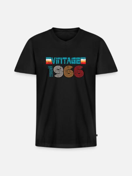 Millésime anniversaire 1966 - T-shirt encolure en V Premium bio Homme - noir