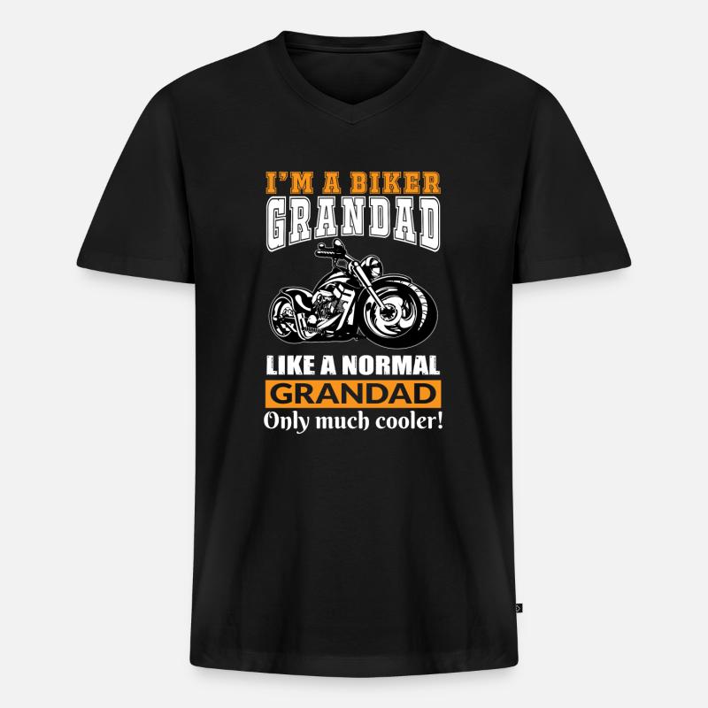 Biker Opa - Männer Premium Bio T-Shirt mit V-Ausschnitt - Schwarz