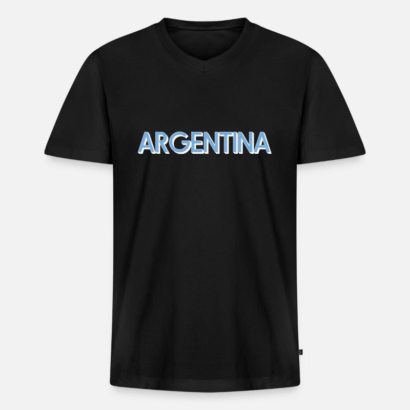 Argentinien - Männer Premium Bio T-Shirt mit V-Ausschnitt - Schwarz