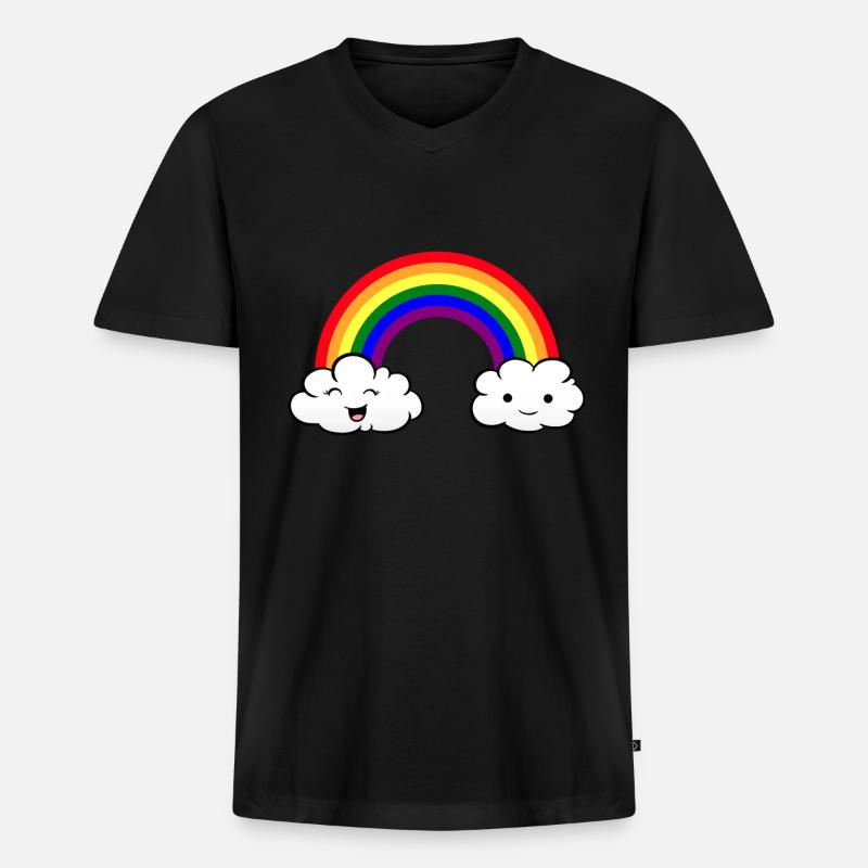 LGBT Rainbow - Männer Premium Bio T-Shirt mit V-Ausschnitt - Schwarz