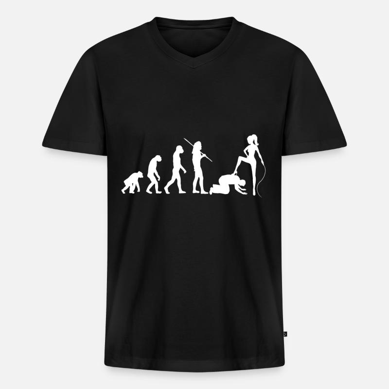 Evolution - Domina und Sklave - Männer Premium Bio T-Shirt mit V-Ausschnitt - Schwarz
