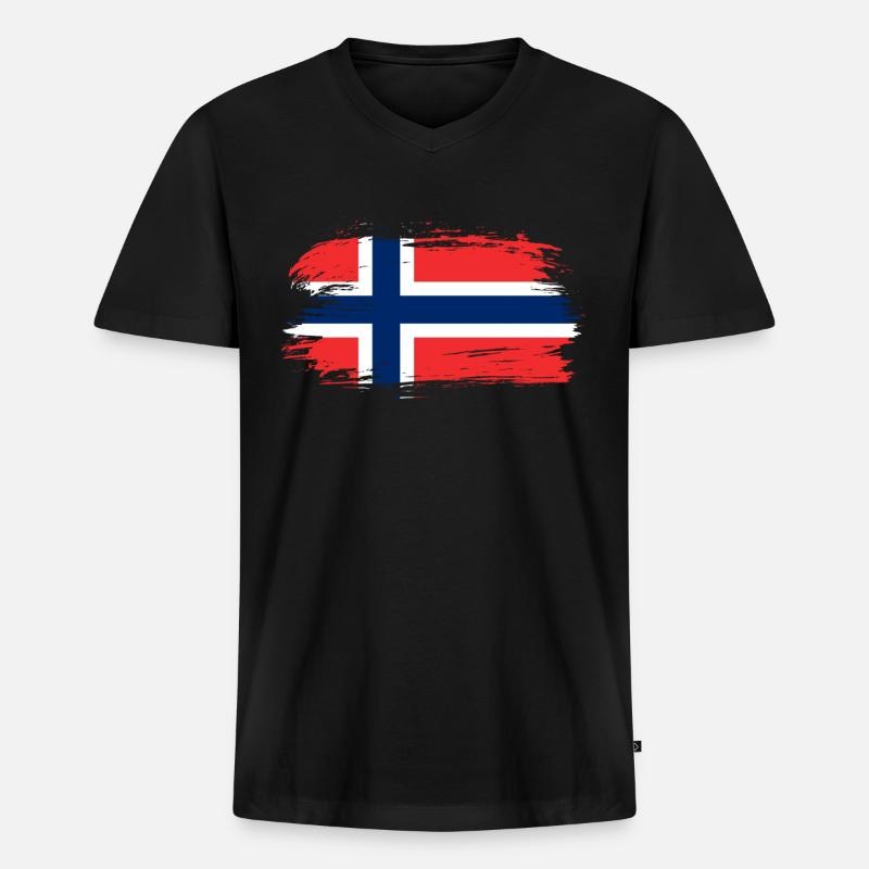 Norwegen Flagge - Männer Premium Bio T-Shirt mit V-Ausschnitt - Schwarz