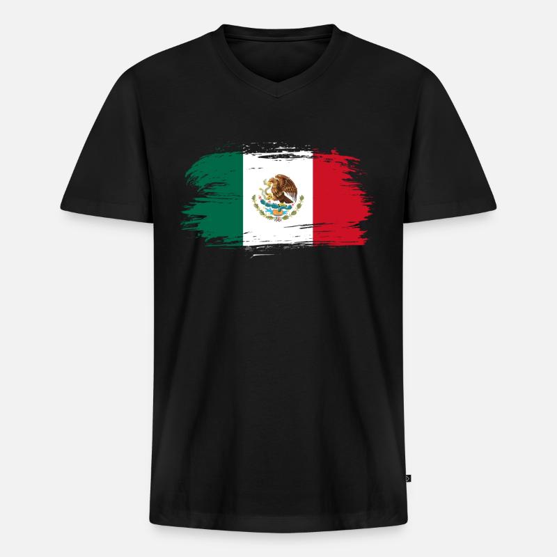 Mexiko Flagge - Männer Premium Bio T-Shirt mit V-Ausschnitt - Schwarz