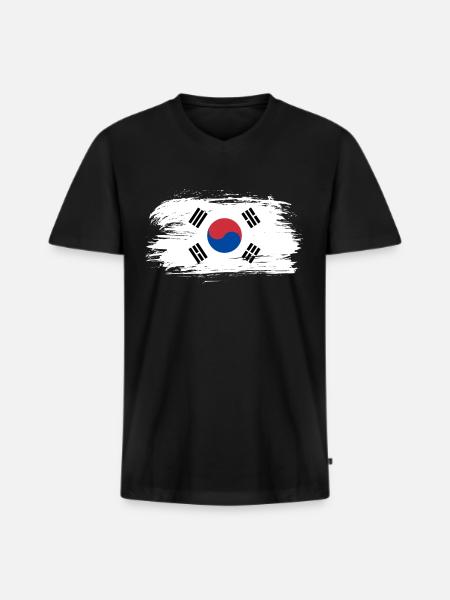 South Korea flag - Men's Premium Organic T-shirt with V-neck - black
