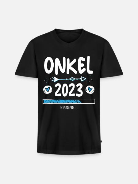 Onkel 2023 Loading - Männer Premium Bio T-Shirt mit V-Ausschnitt - Schwarz
