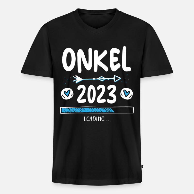 Onkel 2023 Loading - Männer Premium Bio T-Shirt mit V-Ausschnitt - Schwarz