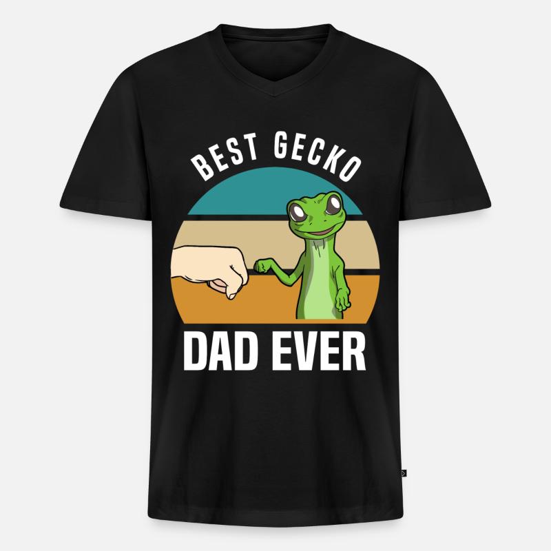 Gecko - Männer Premium Bio T-Shirt mit V-Ausschnitt - Schwarz