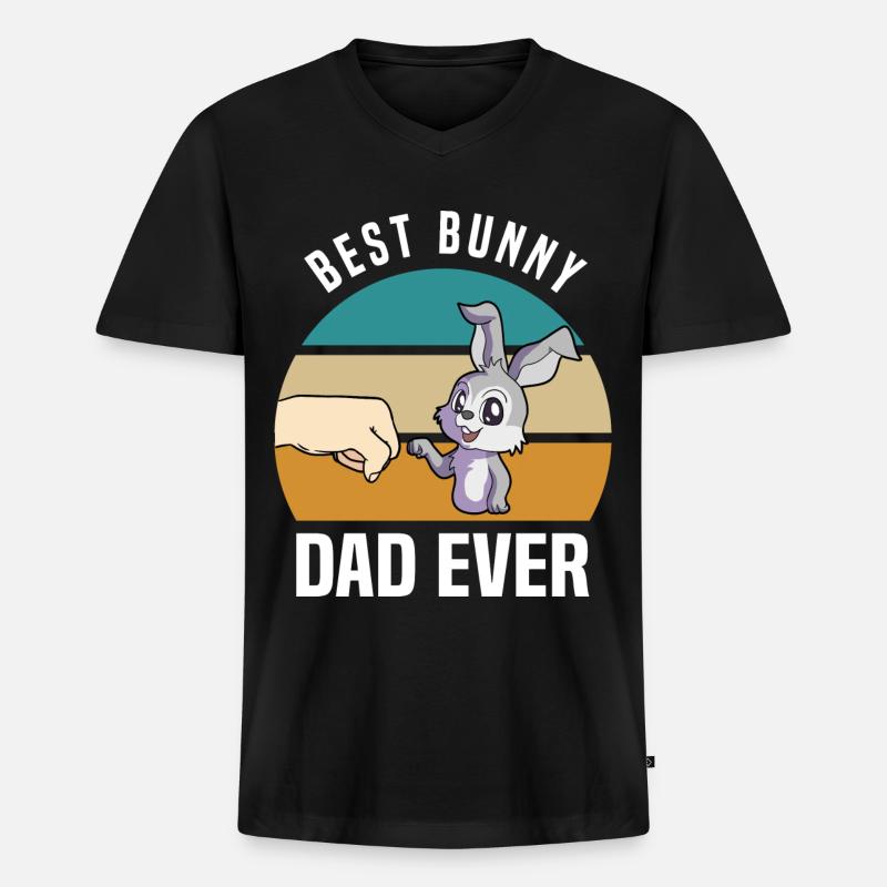 Hase - Männer Premium Bio T-Shirt mit V-Ausschnitt - Schwarz