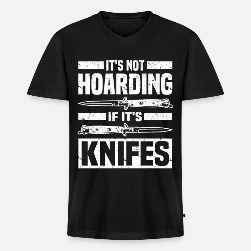 Messer sammeln - Männer Premium Bio T-Shirt mit V-Ausschnitt - Schwarz