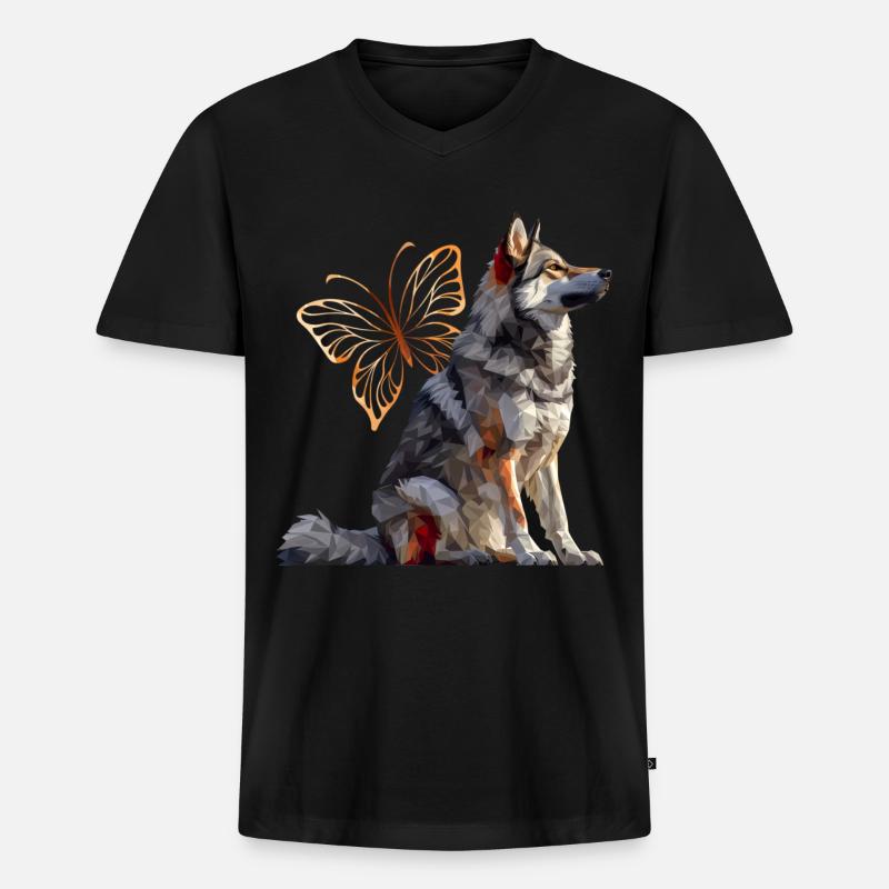 Elchhund - Männer Premium Bio T-Shirt mit V-Ausschnitt - Schwarz