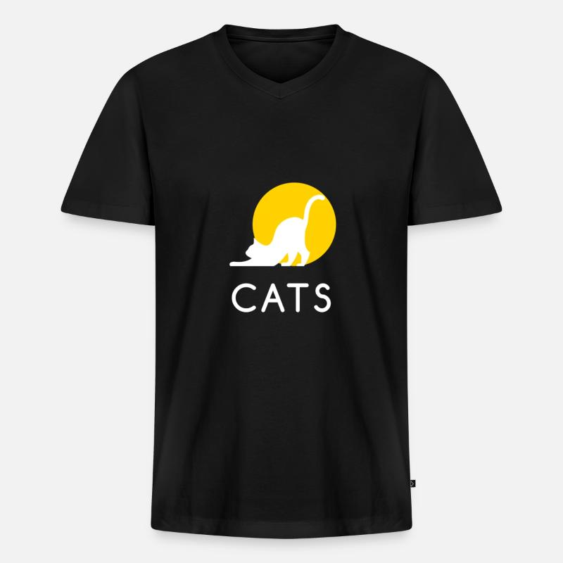 Katzen - Männer Premium Bio T-Shirt mit V-Ausschnitt - Schwarz