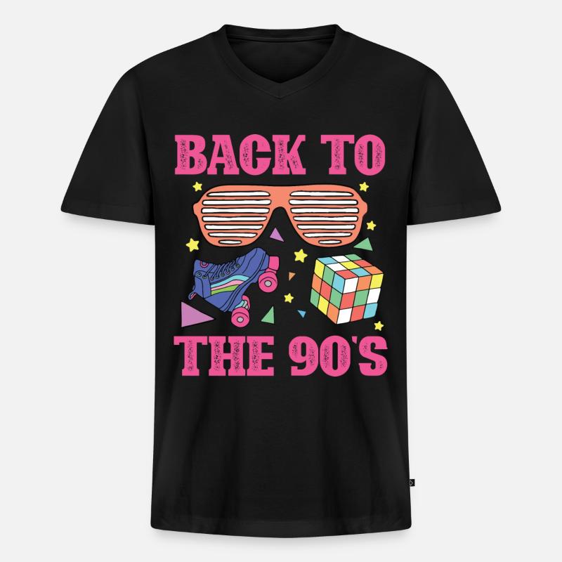 90s 90er - Männer Premium Bio T-Shirt mit V-Ausschnitt - Schwarz