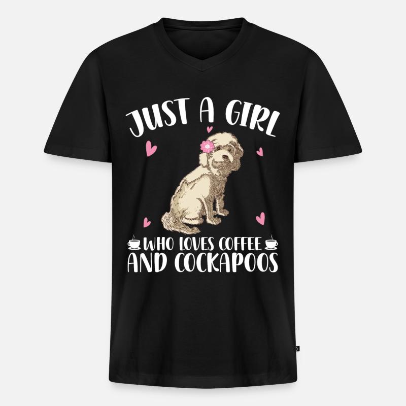 Cockapoo Mädchen - Männer Premium Bio T-Shirt mit V-Ausschnitt - Schwarz