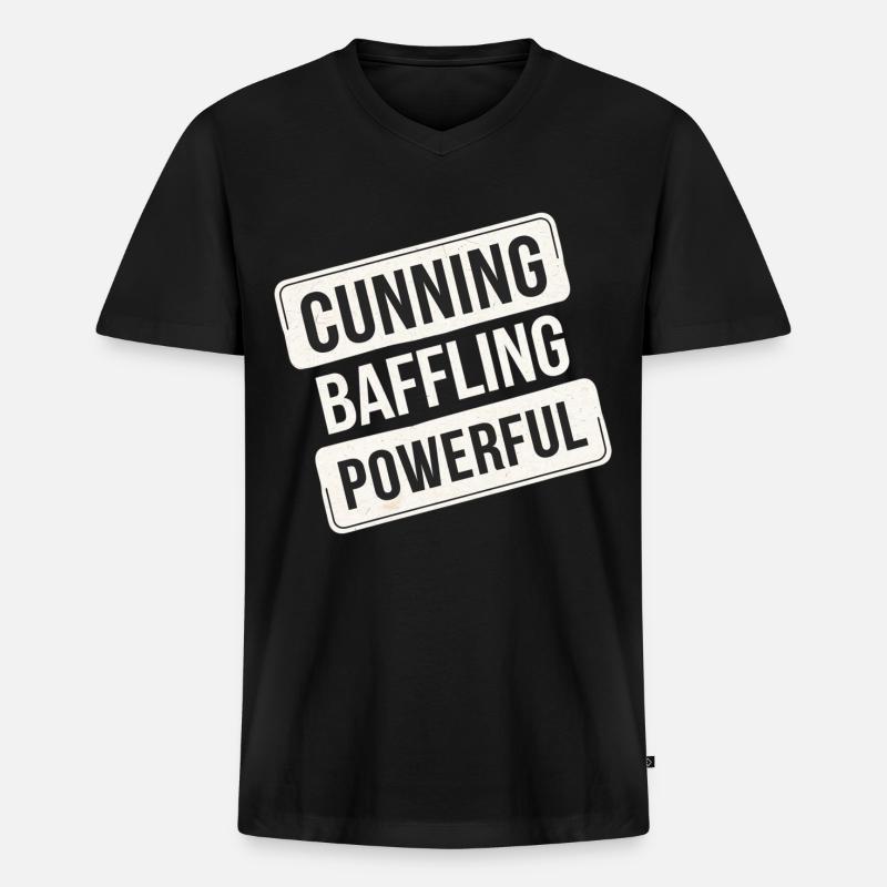 Cunning Baffling Powerful 12 - Männer Premium Bio T-Shirt mit V-Ausschnitt - Schwarz