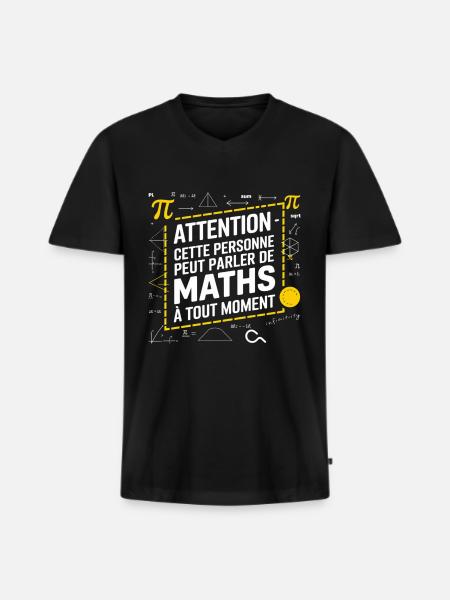 Math Genie mathématique - T-shirt encolure en V Premium bio Homme - noir