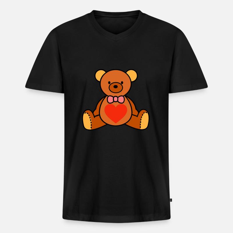 Teddybär - Männer Premium Bio T-Shirt mit V-Ausschnitt - Schwarz