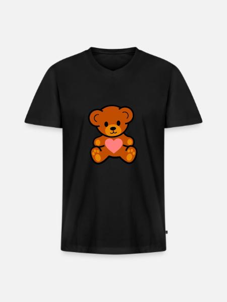 cute teddy bear - Men's Premium Organic T-shirt with V-neck - black