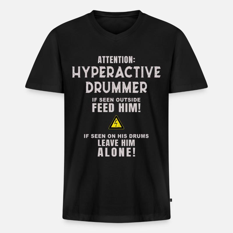 Drummer - Hyperactive Drummer - Men's Premium Organic T-shirt with V-neck - black