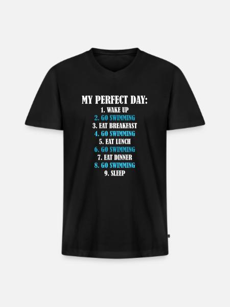 go swimming - Männer Premium Bio T-Shirt mit V-Ausschnitt - Schwarz