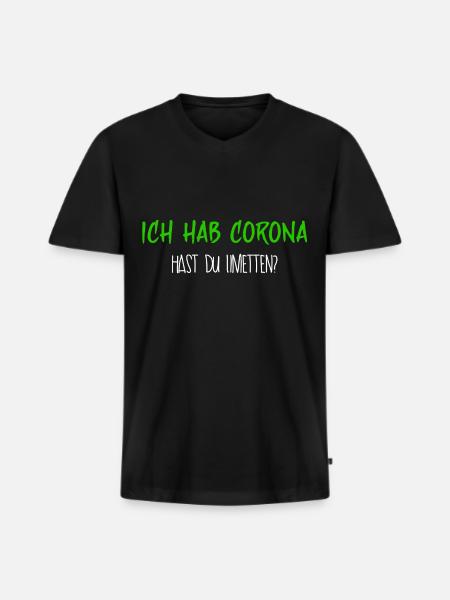 corona - Männer Premium Bio T-Shirt mit V-Ausschnitt - Schwarz
