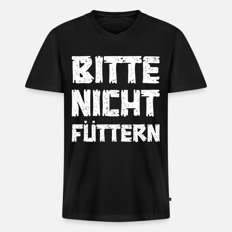 Bitte nicht füttern - Männer Premium Bio T-Shirt mit V-Ausschnitt - Schwarz