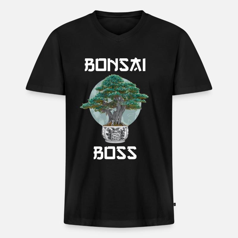 Bonsai Baum Meditation Geschenk - Männer Premium Bio T-Shirt mit V-Ausschnitt - Schwarz