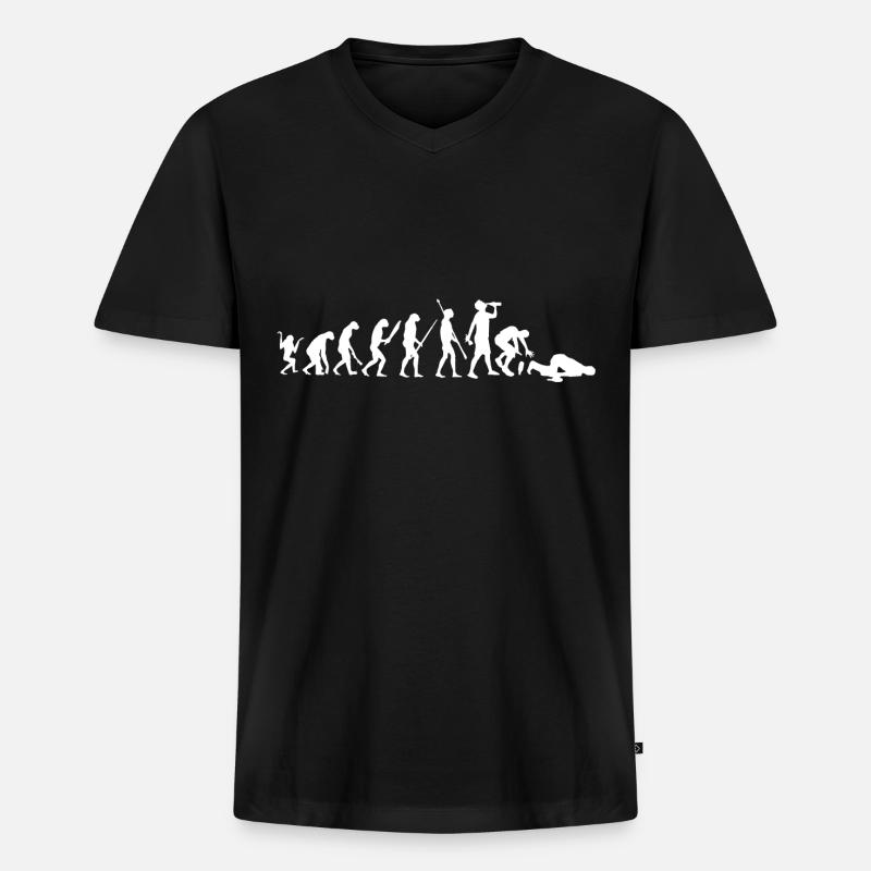 Bier – Shirt Saufkumpanen Evolution Geschenk - Männer Premium Bio T-Shirt mit V-Ausschnitt - Schwarz