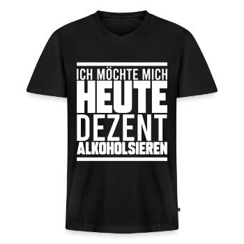 DEZENT ALKOHOLISIEREN, GESCHENK - Männer Premium Bio T-Shirt mit V-Ausschnitt - Schwarz - Vorne - Nico (187cm)