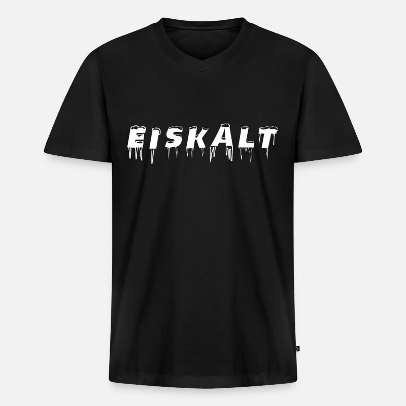 Eiskalt - Männer Premium Bio T-Shirt mit V-Ausschnitt - Schwarz